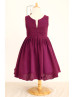 Plum Chiffon Knee Length Boho Beach Flower Girl Dress 